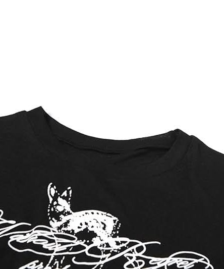 Edgy Y2K Graphic Crop Top - Chic Black Tee for Fall Street Style