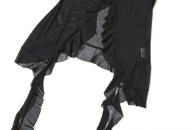 Sultry Black Sheer Ruffle Halter Top – Your Chic Fall & Halloween Statement Piece