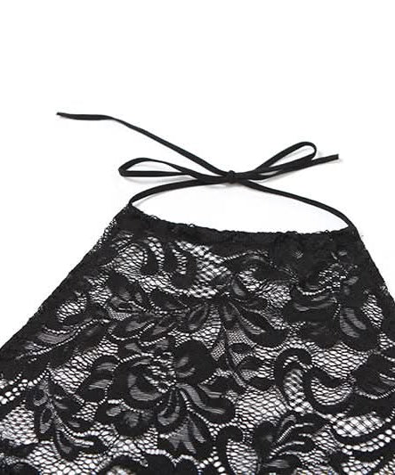 Sultry Black Lace Cutout Halter & High-Slit Midi Set - Your Halloween & Night Out Statement