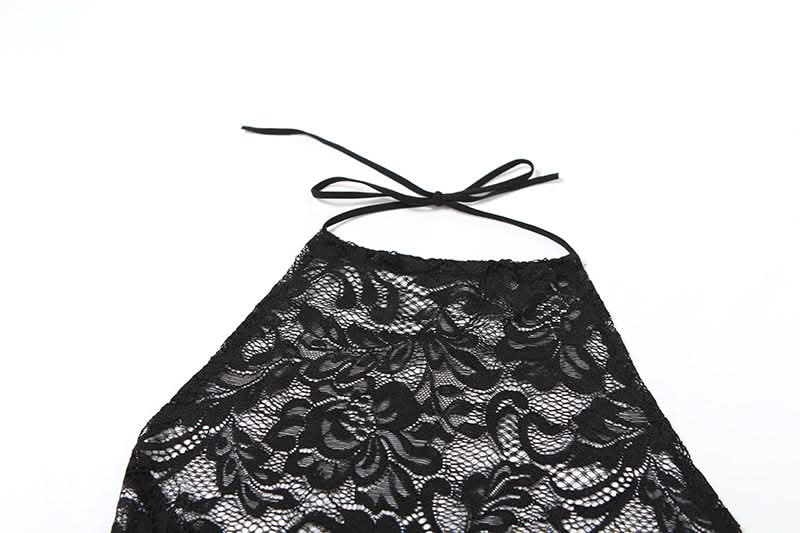 Sultry Black Lace Cutout Halter & High-Slit Midi Set - Your Halloween & Night Out Statement