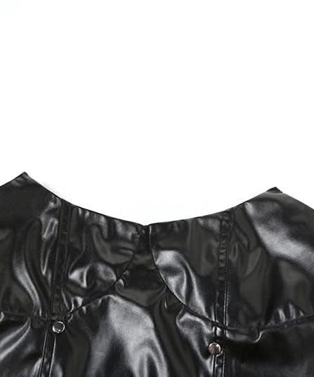 Sultry Black Faux Leather Corset Top | Edgy Strapless Bustier for Halloween & Fall Parties