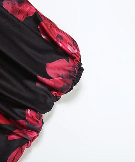 Striking Red Floral Ruched Maxi Skirt Set - Effortless Two-Piece Chic for Fall & Resort