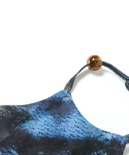 Sultry Escape: Abstract Zebra Mesh Cutout Maxi Dress - Self-Tie Halter