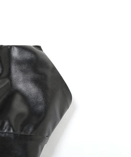 Sultry Black Faux Leather Corset Top | Edgy Strapless Bustier for Halloween & Fall Parties