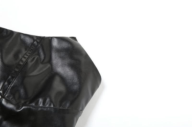 Sultry Black Faux Leather Corset Top | Edgy Strapless Bustier for Halloween & Fall Parties
