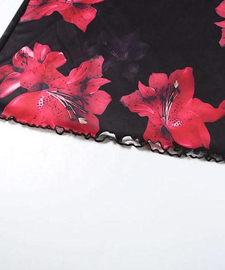 Striking Red Floral Ruched Maxi Skirt Set - Effortless Two-Piece Chic for Fall & Resort