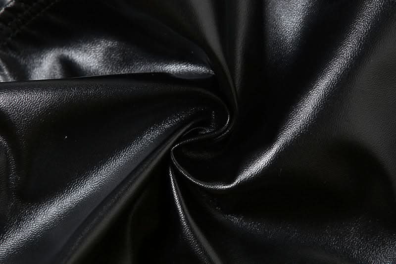 Sultry Black Faux Leather Corset Top | Edgy Strapless Bustier for Halloween & Fall Parties