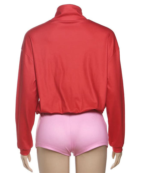 Y2K Retro Colorblock Track Jacket & Shorts Set - Vibrant Athleisure Co-ord for Women