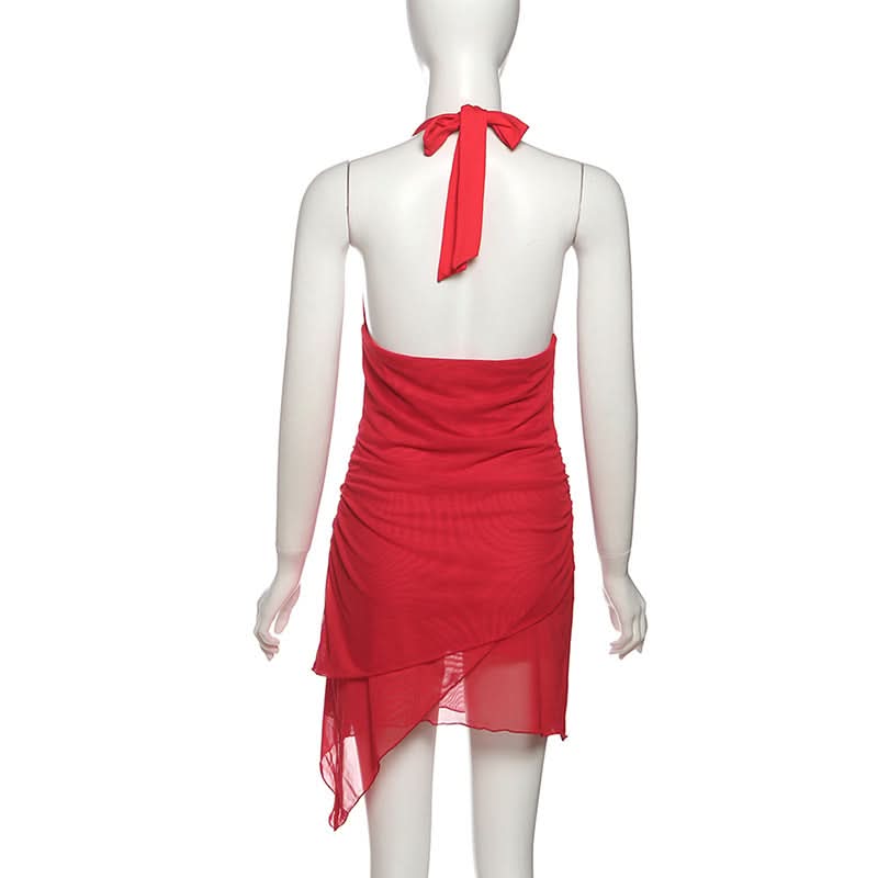 Siren Red Halter V-Neck Mini Dress - Your Fall & Halloween Party Showstopper