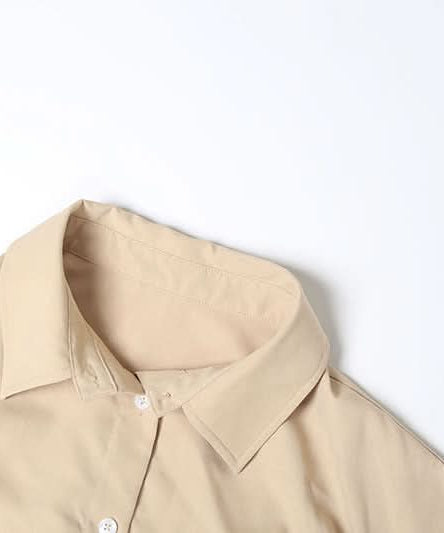 Effortless Chic: Khaki Crop Button-Up & Black High-Waist Shorts Set – Your Perfect Fall Comfort