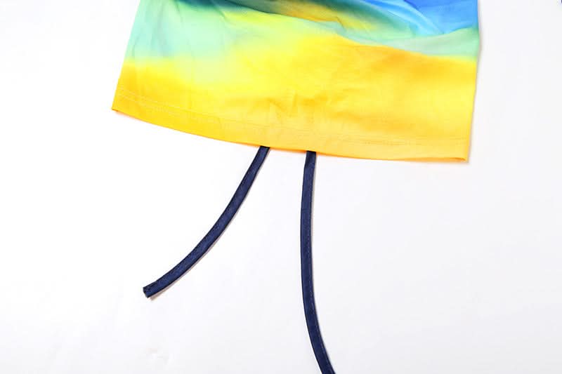 Vibrant Sunset Ombre Halter Crop Top & Maxi Skirt Set - Your Go-To for Fall Getaways & Resort Style