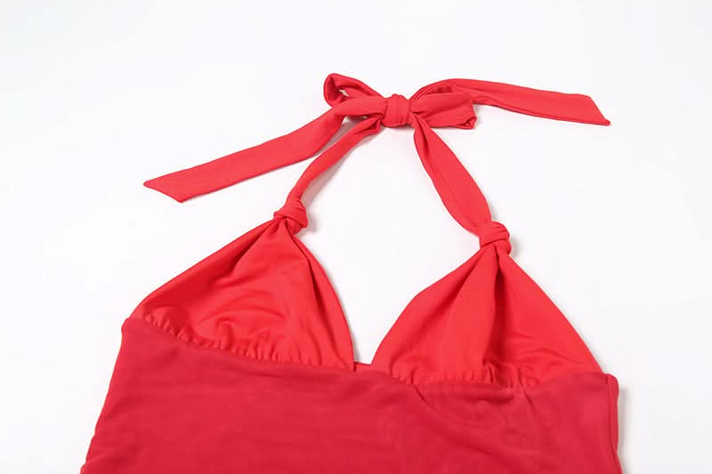 Siren Red Halter V-Neck Mini Dress - Your Fall & Halloween Party Showstopper