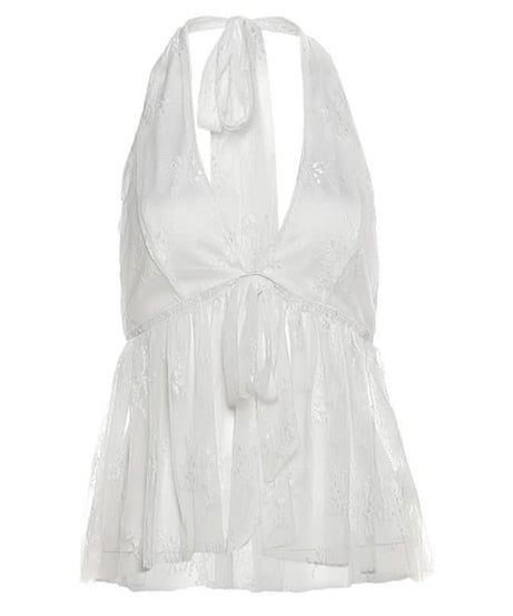 Ethereal White Lace Halter Top - Chic for Fall Getaways & Date Nights