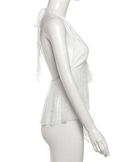 Ethereal White Lace Halter Top - Chic for Fall Getaways & Date Nights