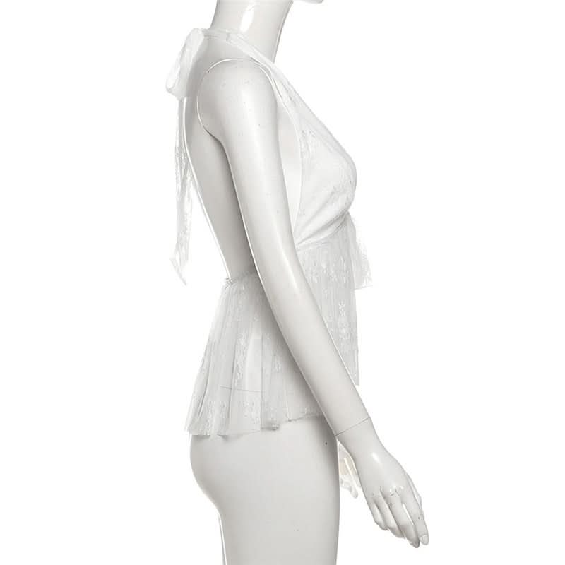 Ethereal White Lace Halter Top - Chic for Fall Getaways & Date Nights