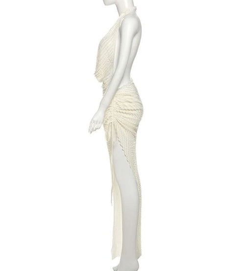 Chic Halter Cowl Neck Ruched Midi Dress - Your Go-To for Fall Events & Holiday Escapes