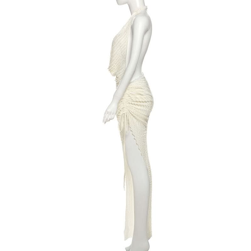 Chic Halter Cowl Neck Ruched Midi Dress - Your Go-To for Fall Events & Holiday Escapes