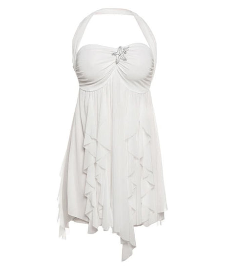 Autumn Glow Halter Floral Ruffle Mini Dress - Effortless Chic for Fall & Holiday Parties