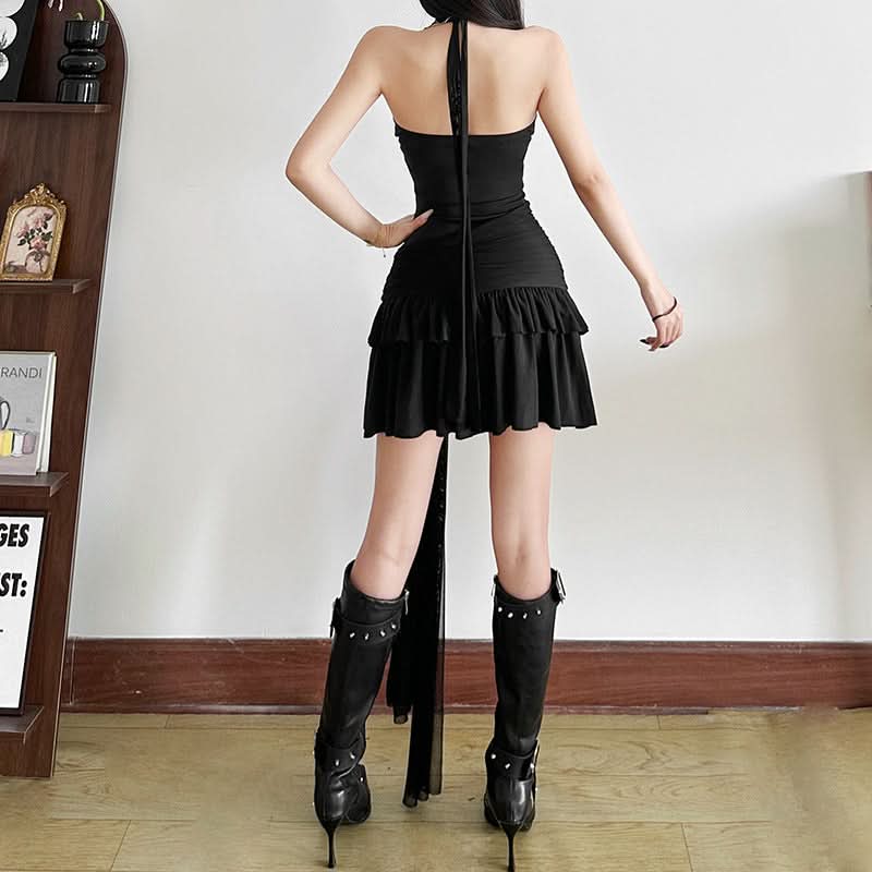 Mystic Nights Sequin Cross Halter Mini Dress - Your Ultimate Halloween & Holiday Party Look