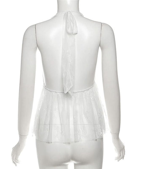 Ethereal White Lace Halter Top - Chic for Fall Getaways & Date Nights