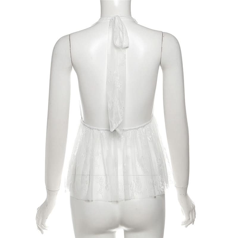 Ethereal White Lace Halter Top - Chic for Fall Getaways & Date Nights