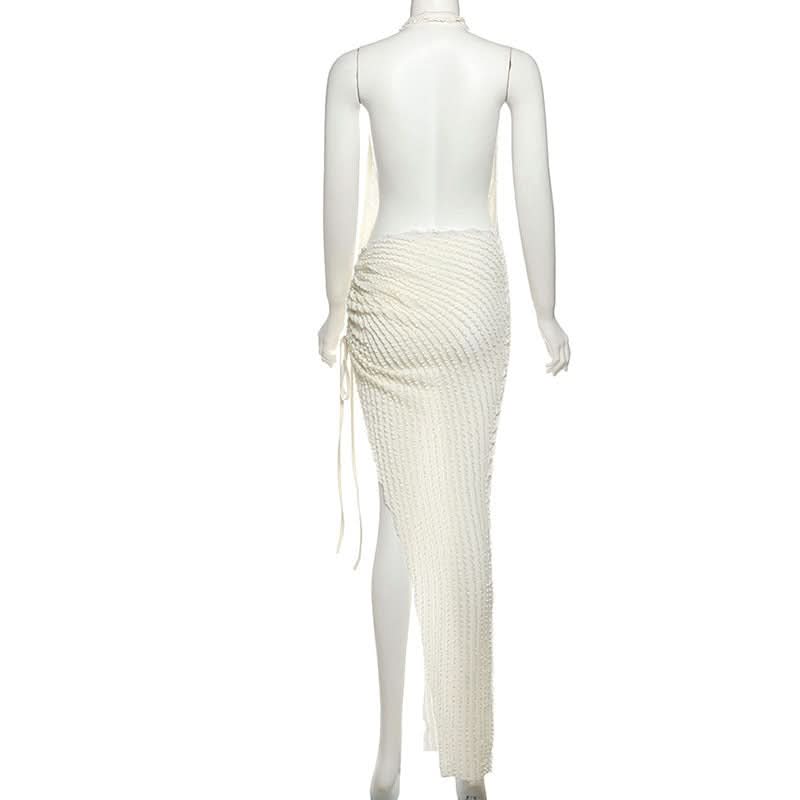 Chic Halter Cowl Neck Ruched Midi Dress - Your Go-To for Fall Events & Holiday Escapes