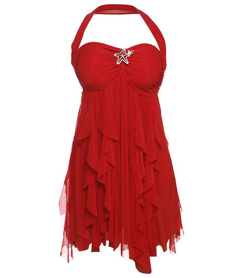 Autumn Glow Halter Floral Ruffle Mini Dress - Effortless Chic for Fall & Holiday Parties