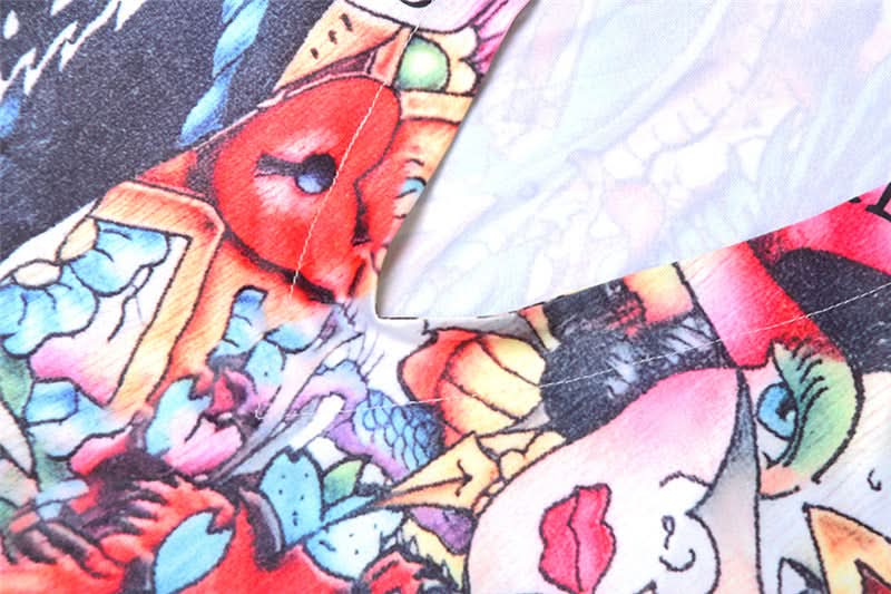 Dare to Stand Out: Edgy Tattoo Print Hooded Bodycon Mini Dress – Your Ultimate Halloween & Fall Party Look!