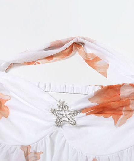 Autumn Glow Halter Floral Ruffle Mini Dress - Effortless Chic for Fall & Holiday Parties