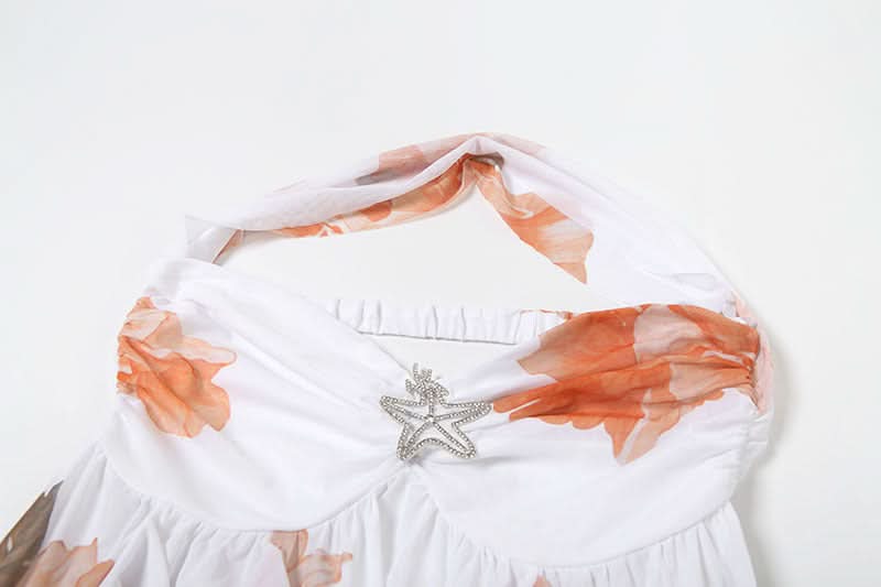 Autumn Glow Halter Floral Ruffle Mini Dress - Effortless Chic for Fall & Holiday Parties