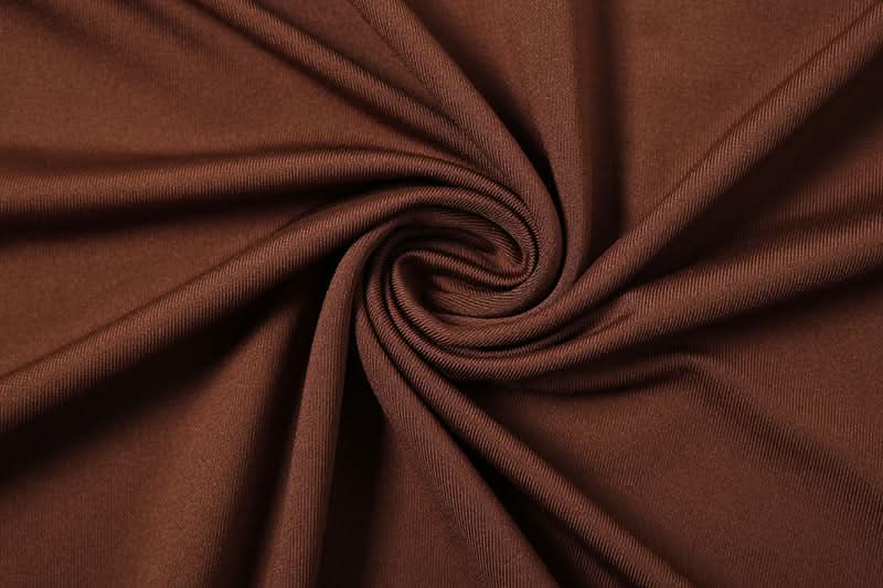 Autumn Glamour: Chocolate Brown Ruched Long Sleeve High-Neck Maxi Dress