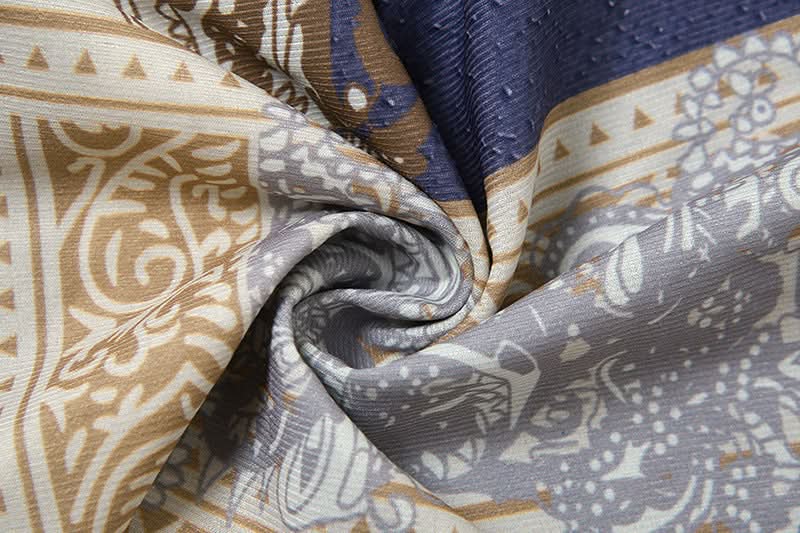 Trendy Y2K Scarf Print Crop Top - Asymmetric Long Sleeve Ruched Fall Fashion