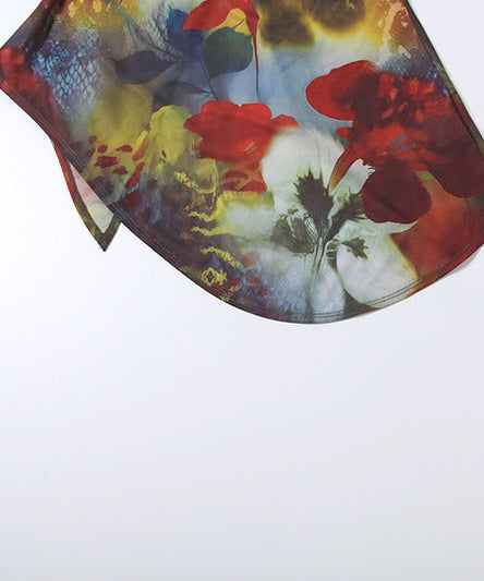 Autumn Bloom Strapless Top & Wide-Leg Pant Set - Chic Fall Floral Co-Ord