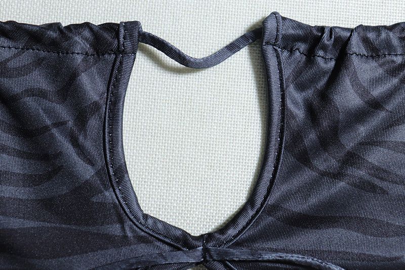 Sleek Black Zebra Print Cut-Out Bodycon Midi Dress – Daring Style for Fall Parties & Halloween