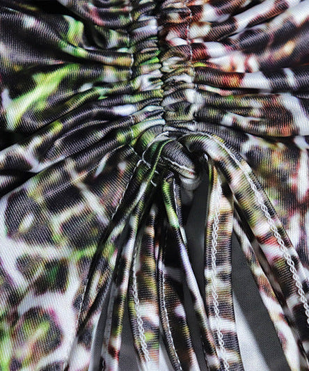 Glamorous Leopard Print Ruched Slit Maxi Dress – Perfect for Fall & Holiday Parties