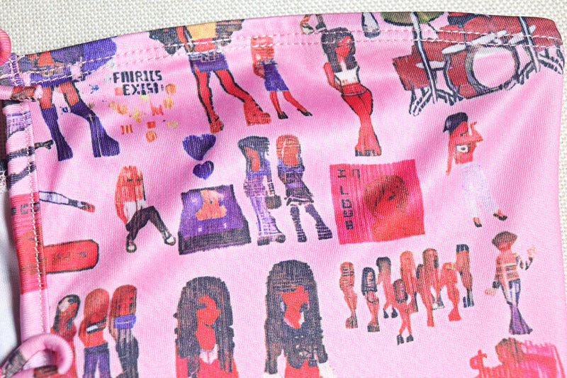 Pink Doll Print Strapless Mini Dress | Flirty Cutout & Bow | Y2K Style for Fall Parties & Halloween