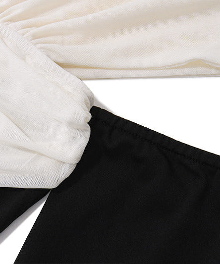 Bewitching Black & White Off-Shoulder Mini Dress | Fall Party & Halloween Ready Style