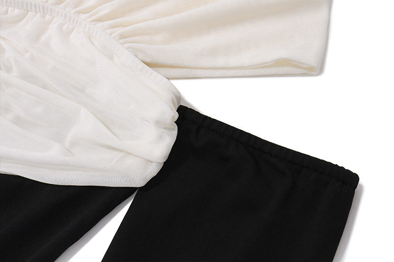 Bewitching Black & White Off-Shoulder Mini Dress | Fall Party & Halloween Ready Style