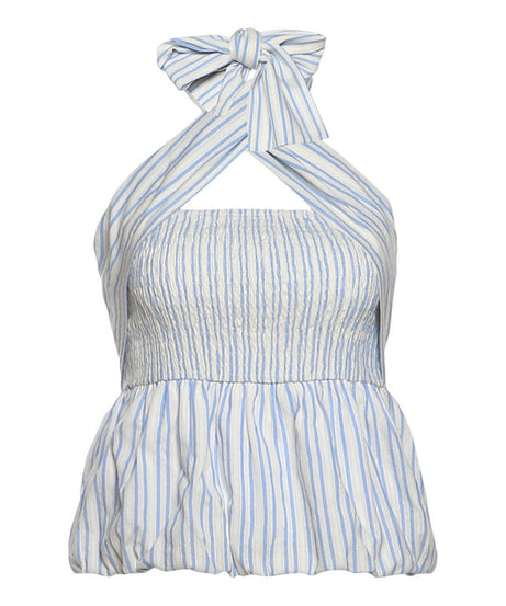 Coastal Chic Striped Smocked Halter Top - Vacation & Resort Ready