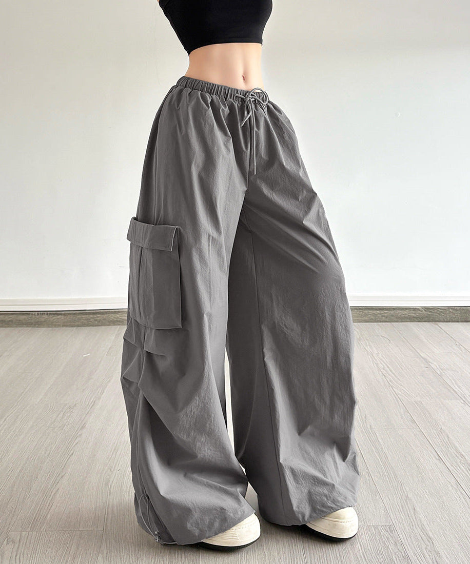 Women's Chic Fall Wide Leg Cargo Pants - Effortless Drawstring Streetwear Style