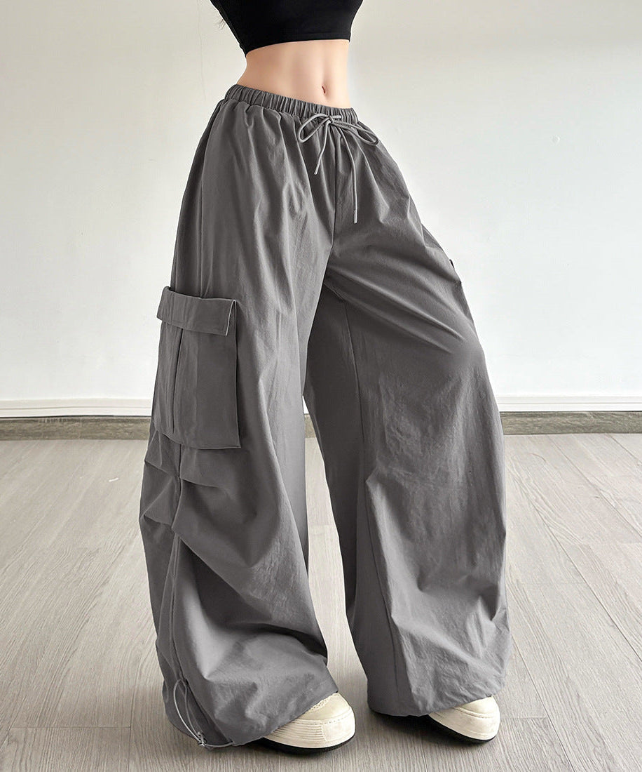 Women's Chic Fall Wide Leg Cargo Pants - Effortless Drawstring Streetwear Style