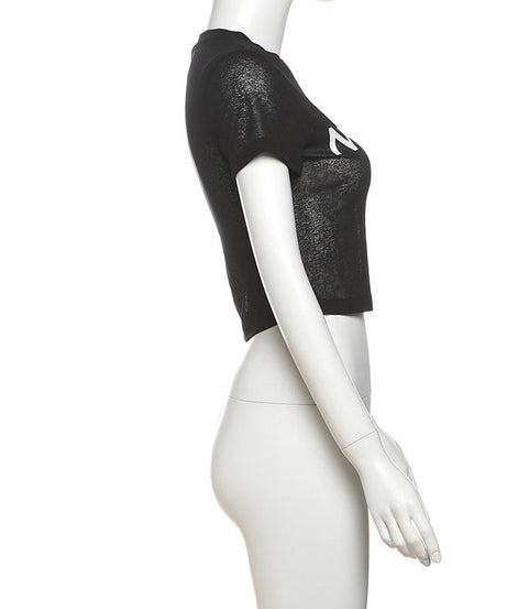 I ❤️ NY TITI" Sheer Crop Top | Edgy Graphic Tee for Bold Fall Style