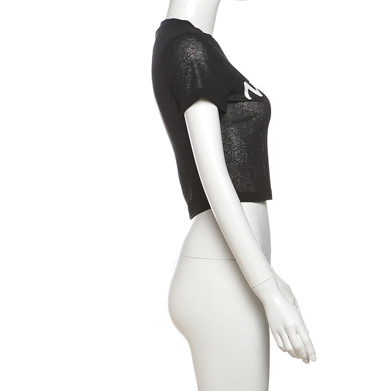 I ❤️ NY TITI" Sheer Crop Top | Edgy Graphic Tee for Bold Fall Style