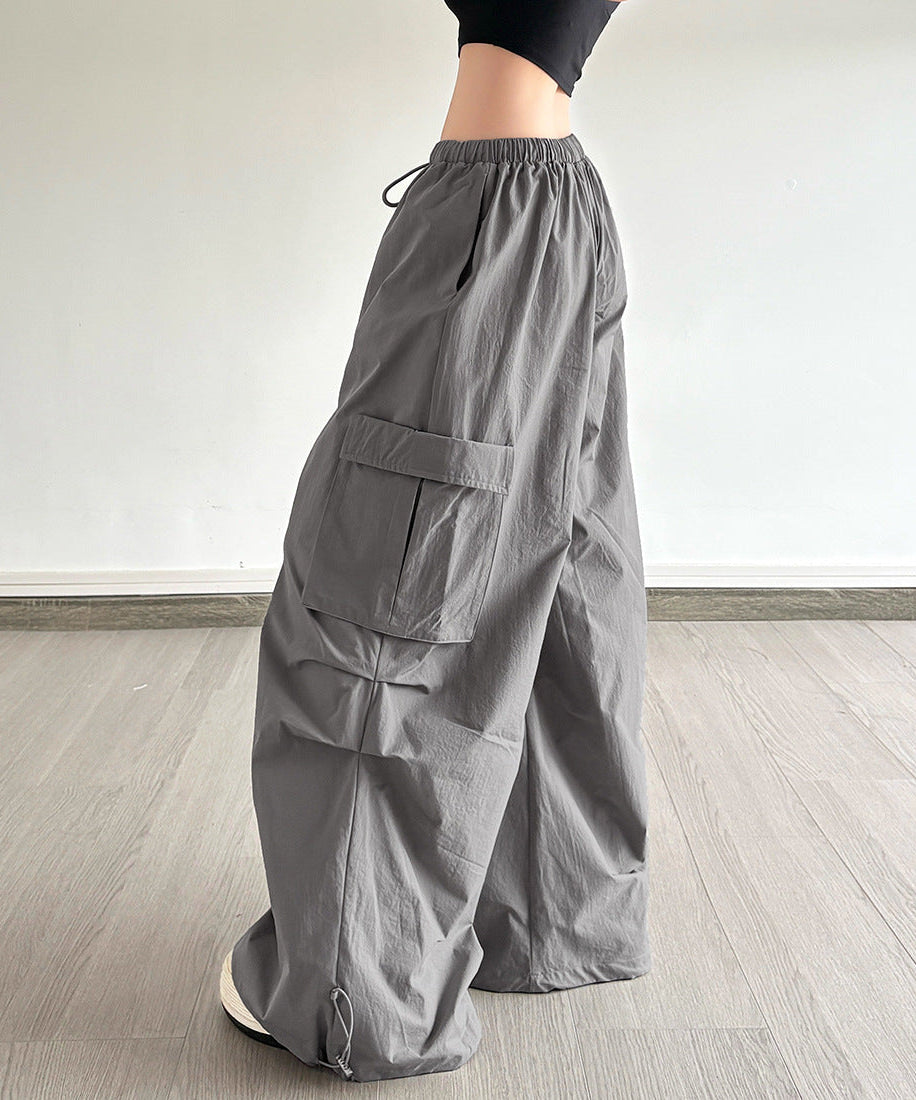 Women's Chic Fall Wide Leg Cargo Pants - Effortless Drawstring Streetwear Style