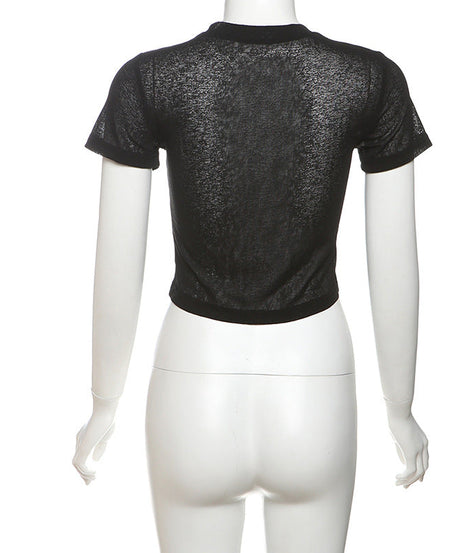 I ❤️ NY TITI" Sheer Crop Top | Edgy Graphic Tee for Bold Fall Style