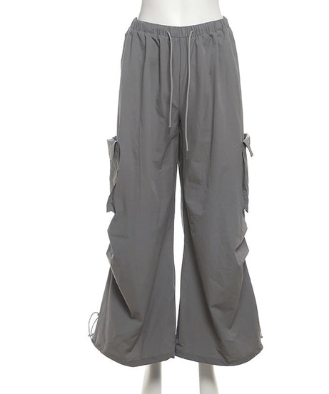 Women's Chic Fall Wide Leg Cargo Pants - Effortless Drawstring Streetwear Style