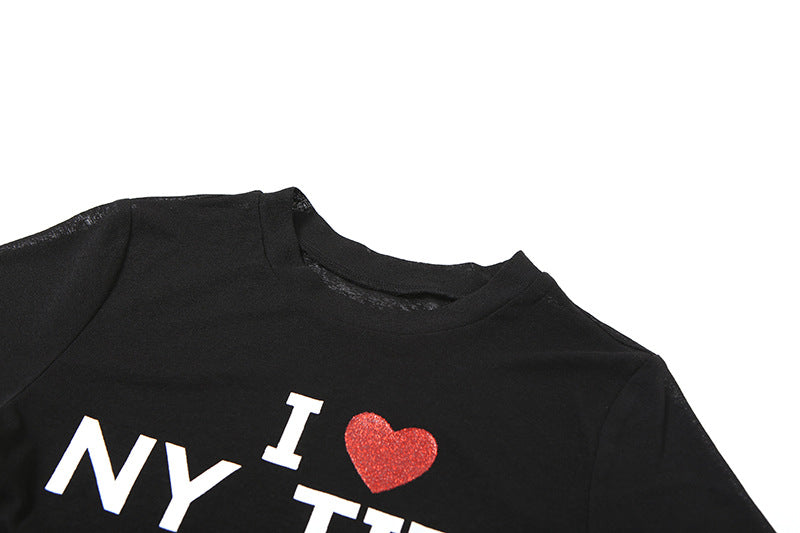 I ❤️ NY TITI" Sheer Crop Top | Edgy Graphic Tee for Bold Fall Style