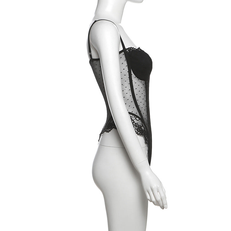 Sultry Black Polka Dot Lace Bodysuit - Fall & Holiday Glamour Essential