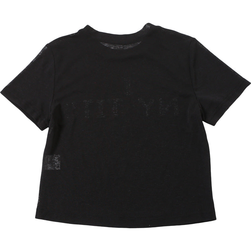 I ❤️ NY TITI" Sheer Crop Top | Edgy Graphic Tee for Bold Fall Style