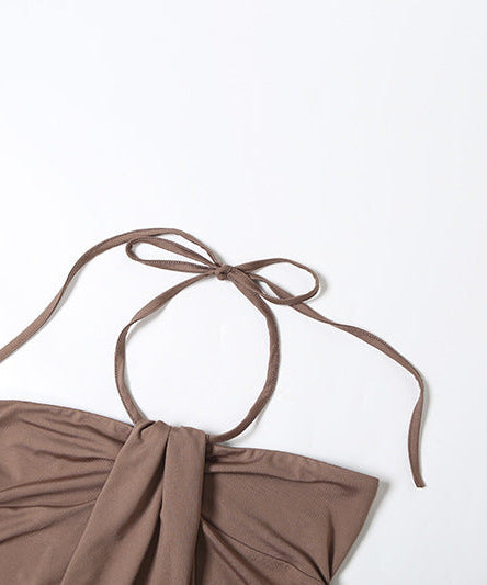 Sultry Halter Ruched Studded Mini Dress - Your Fall Night Out Essential